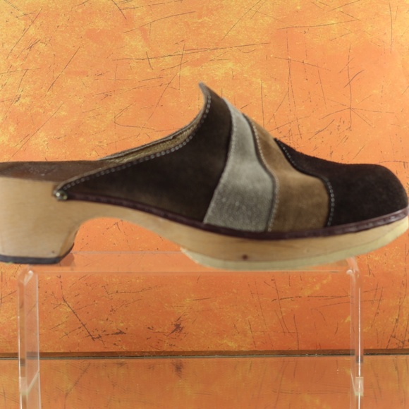Vintage Suede and Wood Clogs - Picture 3 of 16